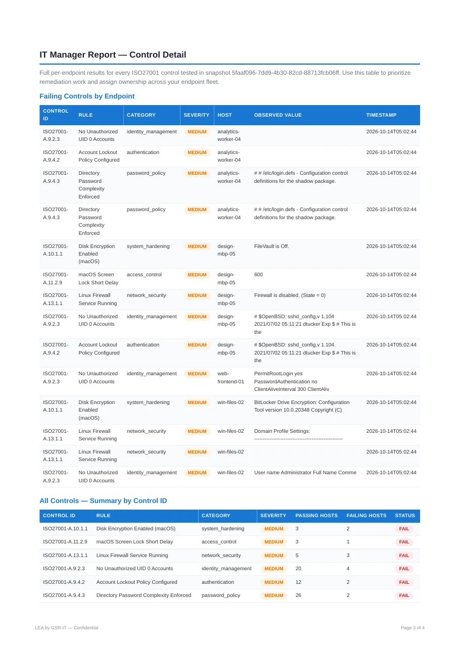 Sample IT Manager report, audience page